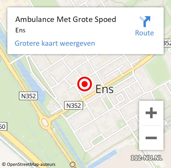 Locatie op kaart van de 112 melding: Ambulance Met Grote Spoed Naar Ens op 8 april 2024 15:33