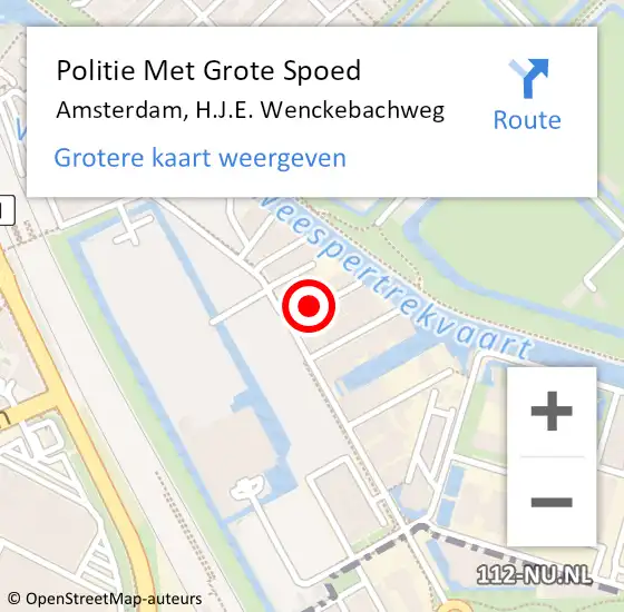 Locatie op kaart van de 112 melding: Politie Met Grote Spoed Naar Amsterdam, H.J.E. Wenckebachweg op 8 april 2024 15:41