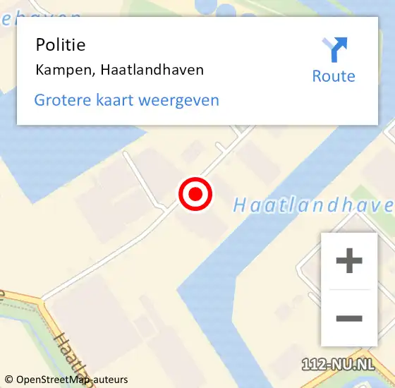 Locatie op kaart van de 112 melding: Politie Kampen, Haatlandhaven op 8 april 2024 15:47