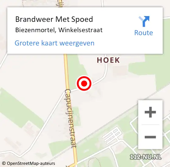 Locatie op kaart van de 112 melding: Brandweer Met Spoed Naar Biezenmortel, Winkelsestraat op 8 april 2024 15:59
