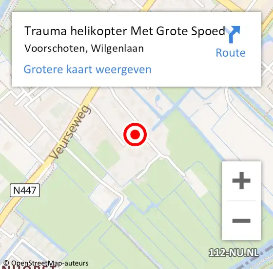 Locatie op kaart van de 112 melding: Trauma helikopter Met Grote Spoed Naar Voorschoten, Wilgenlaan op 8 april 2024 16:07