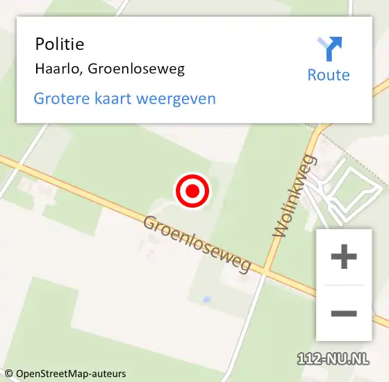 Locatie op kaart van de 112 melding: Politie Haarlo, Groenloseweg op 8 april 2024 16:20