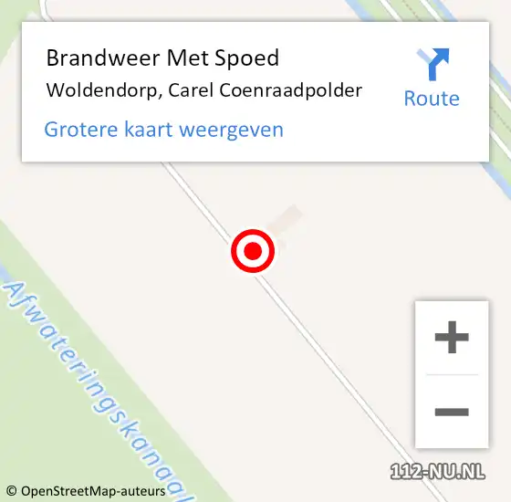 Locatie op kaart van de 112 melding: Brandweer Met Spoed Naar Woldendorp, Carel Coenraadpolder op 8 april 2024 16:28