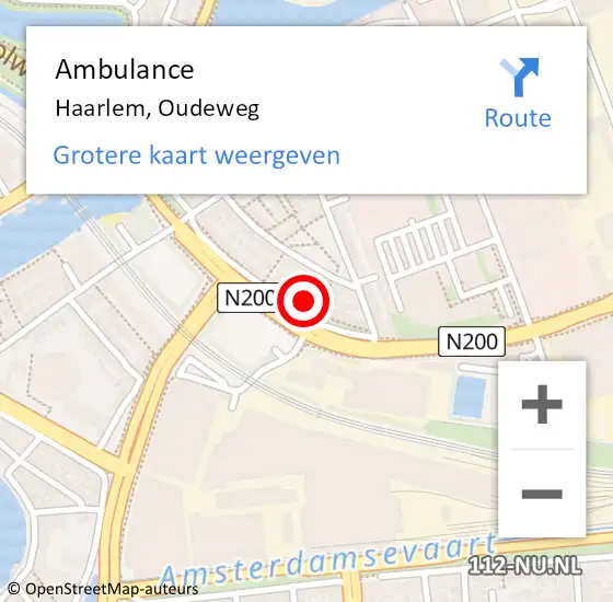 Locatie op kaart van de 112 melding: Ambulance Haarlem, Oudeweg op 8 april 2024 16:35