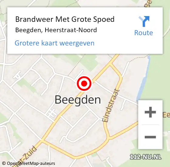 Locatie op kaart van de 112 melding: Brandweer Met Grote Spoed Naar Beegden, Heerstraat-Noord op 8 april 2024 16:36