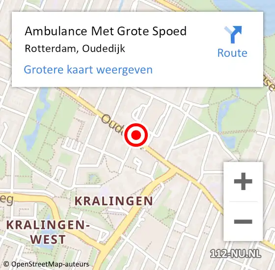 Locatie op kaart van de 112 melding: Ambulance Met Grote Spoed Naar Rotterdam, Oudedijk op 8 april 2024 16:40