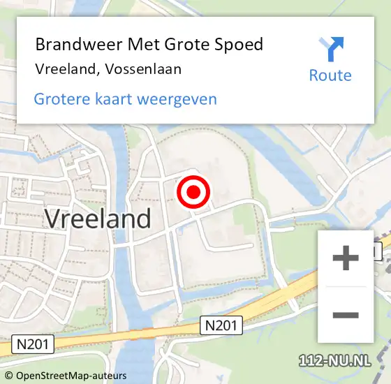 Locatie op kaart van de 112 melding: Brandweer Met Grote Spoed Naar Vreeland, Vossenlaan op 8 april 2024 16:41