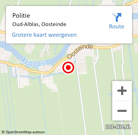 Locatie op kaart van de 112 melding: Politie Oud-Alblas, Oosteinde op 8 april 2024 16:49