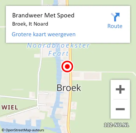 Locatie op kaart van de 112 melding: Brandweer Met Spoed Naar Broek, It Noard op 8 april 2024 17:03