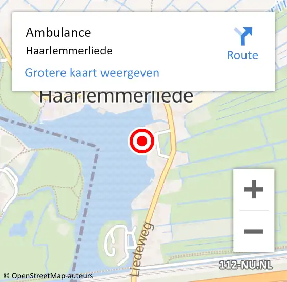Locatie op kaart van de 112 melding: Ambulance Haarlemmerliede op 8 april 2024 17:10
