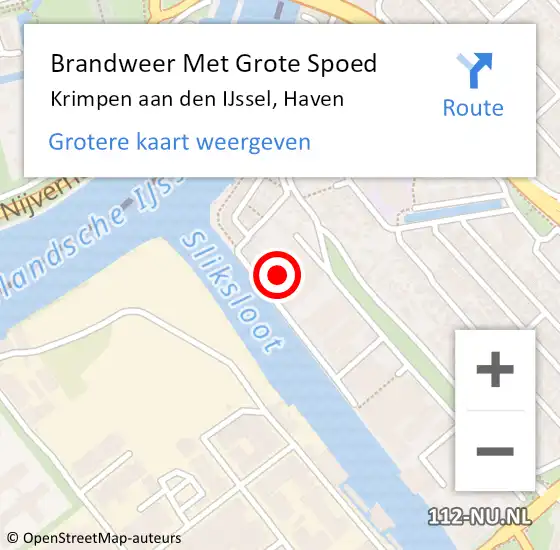 Locatie op kaart van de 112 melding: Brandweer Met Grote Spoed Naar Krimpen aan den IJssel, Haven op 8 april 2024 17:49