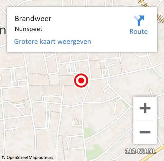 Locatie op kaart van de 112 melding: Brandweer Nunspeet op 8 april 2024 18:27