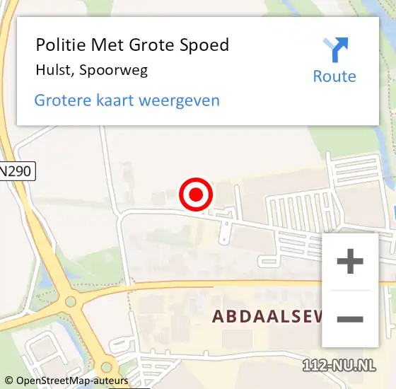 Locatie op kaart van de 112 melding: Politie Met Grote Spoed Naar Hulst, Spoorweg op 8 april 2024 18:42