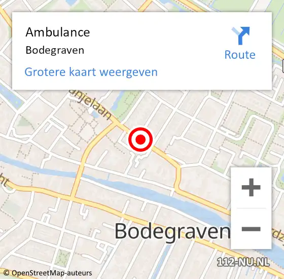 Locatie op kaart van de 112 melding: Ambulance Bodegraven op 8 april 2024 19:16