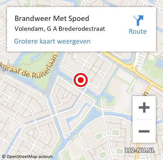 Locatie op kaart van de 112 melding: Brandweer Met Spoed Naar Volendam, G A Brederodestraat op 8 april 2024 21:30