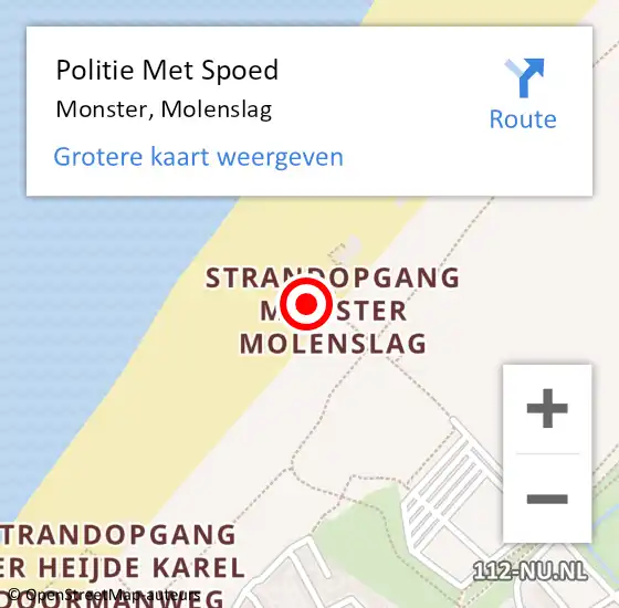 Locatie op kaart van de 112 melding: Politie Met Spoed Naar Monster, Molenslag op 8 april 2024 22:03
