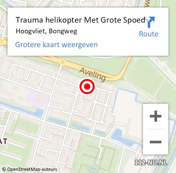 Locatie op kaart van de 112 melding: Trauma helikopter Met Grote Spoed Naar Hoogvliet, Bongweg op 8 april 2024 22:08