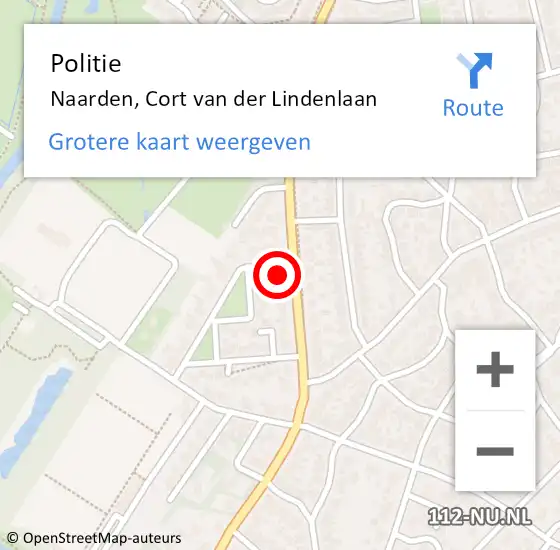 Locatie op kaart van de 112 melding: Politie Naarden, Cort van der Lindenlaan op 8 april 2024 22:14