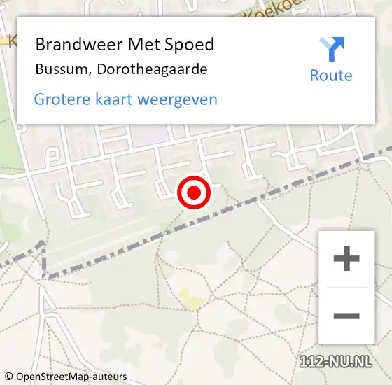 Locatie op kaart van de 112 melding: Brandweer Met Spoed Naar Bussum, Dorotheagaarde op 8 april 2024 23:34