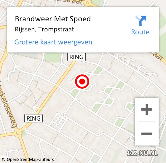 Locatie op kaart van de 112 melding: Brandweer Met Spoed Naar Rijssen, Trompstraat op 9 april 2024 00:50