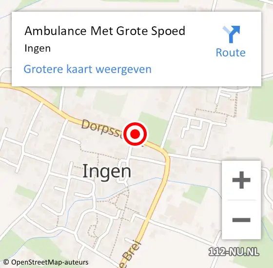 Locatie op kaart van de 112 melding: Ambulance Met Grote Spoed Naar Ingen op 9 april 2024 01:16