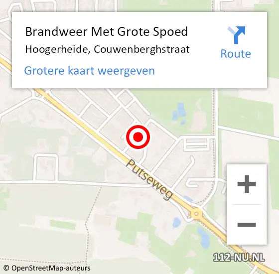 Locatie op kaart van de 112 melding: Brandweer Met Grote Spoed Naar Hoogerheide, Couwenberghstraat op 9 april 2024 01:35