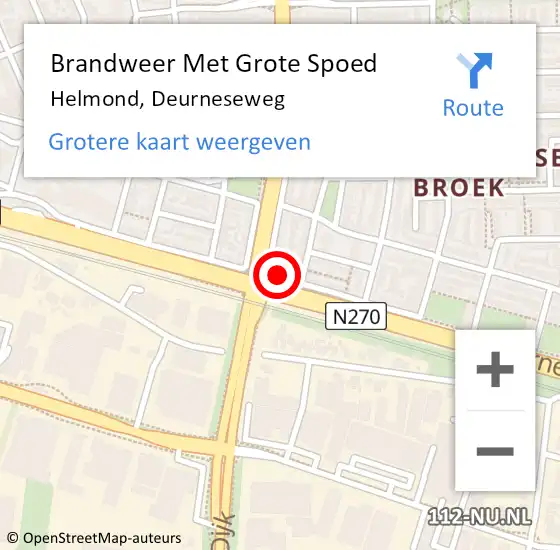 Locatie op kaart van de 112 melding: Brandweer Met Grote Spoed Naar Helmond, Deurneseweg op 9 april 2024 03:02