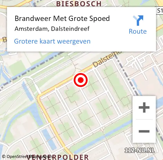Locatie op kaart van de 112 melding: Brandweer Met Grote Spoed Naar Amsterdam, Dalsteindreef op 9 april 2024 04:20