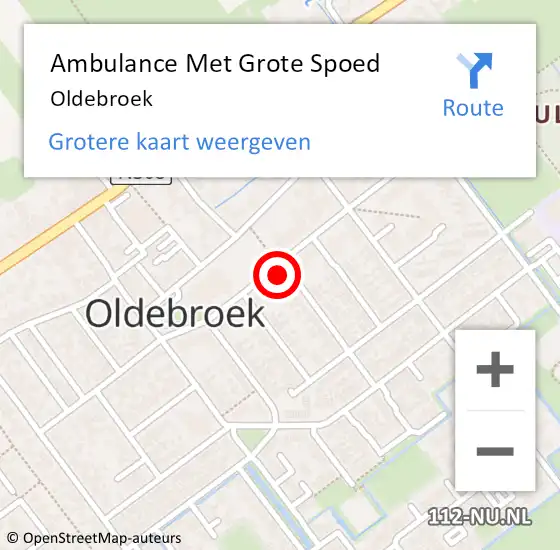 Locatie op kaart van de 112 melding: Ambulance Met Grote Spoed Naar Oldebroek op 9 april 2024 06:04