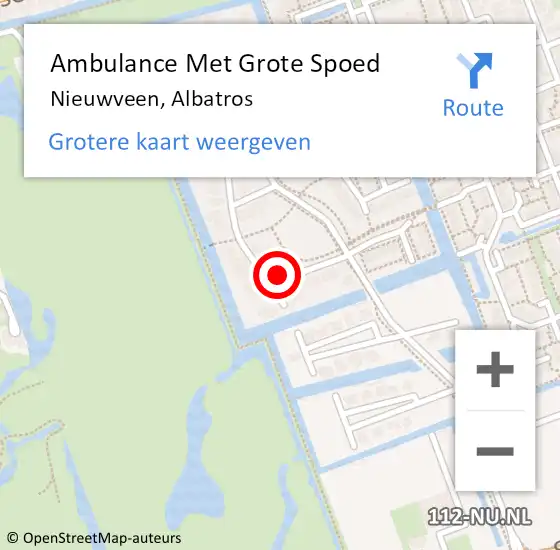 Locatie op kaart van de 112 melding: Ambulance Met Grote Spoed Naar Nieuwveen, Albatros op 9 april 2024 06:22