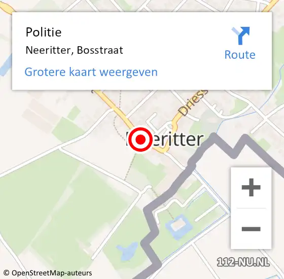 Locatie op kaart van de 112 melding: Politie Neeritter, Bosstraat op 9 april 2024 06:45