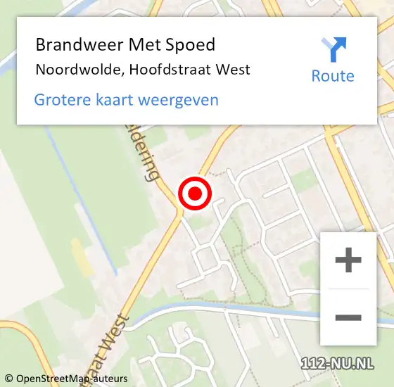 Locatie op kaart van de 112 melding: Brandweer Met Spoed Naar Noordwolde, Hoofdstraat West op 9 april 2024 08:30