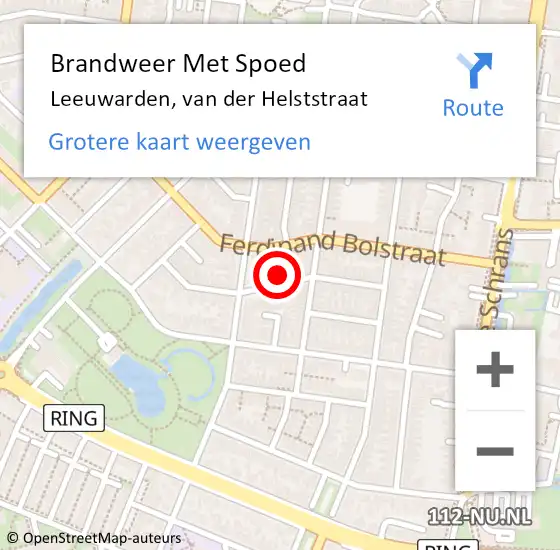 Locatie op kaart van de 112 melding: Brandweer Met Spoed Naar Leeuwarden, van der Helststraat op 9 april 2024 08:31