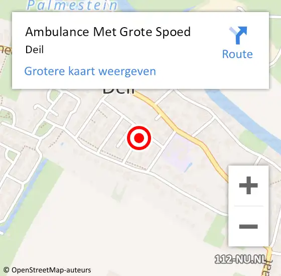 Locatie op kaart van de 112 melding: Ambulance Met Grote Spoed Naar Deil op 9 april 2024 09:17