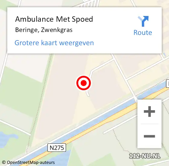 Locatie op kaart van de 112 melding: Ambulance Met Spoed Naar Beringe, Zwenkgras op 9 april 2024 09:56
