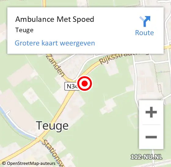 Locatie op kaart van de 112 melding: Ambulance Met Spoed Naar Teuge op 9 april 2024 11:04