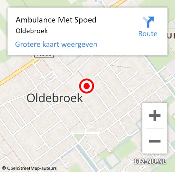 Locatie op kaart van de 112 melding: Ambulance Met Spoed Naar Oldebroek op 9 april 2024 11:08