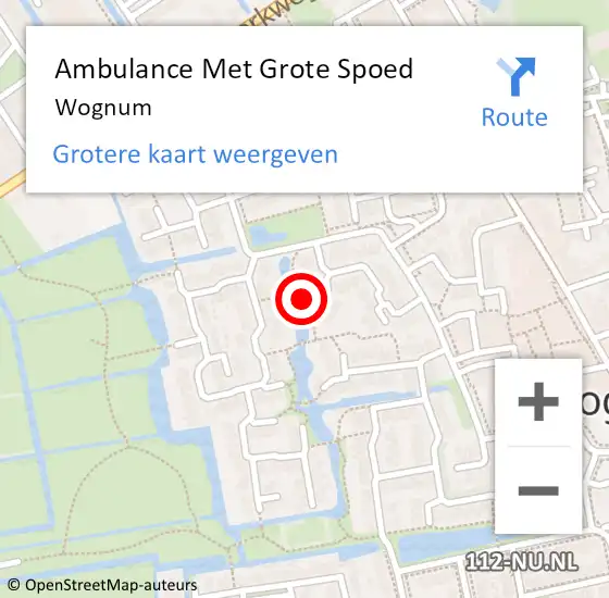 Locatie op kaart van de 112 melding: Ambulance Met Grote Spoed Naar Wognum op 9 april 2024 11:24