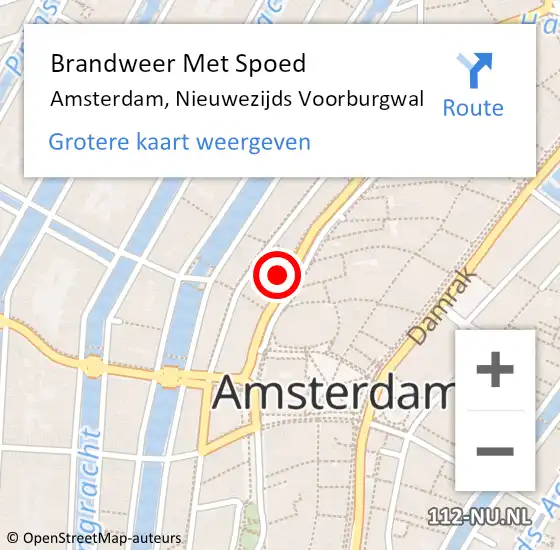 Locatie op kaart van de 112 melding: Brandweer Met Spoed Naar Amsterdam, Nieuwezijds Voorburgwal op 9 april 2024 11:28