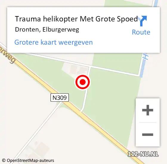 Locatie op kaart van de 112 melding: Trauma helikopter Met Grote Spoed Naar Dronten, Elburgerweg op 9 april 2024 11:33
