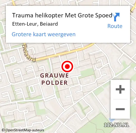 Locatie op kaart van de 112 melding: Trauma helikopter Met Grote Spoed Naar Etten-Leur, Beiaard op 9 april 2024 11:37