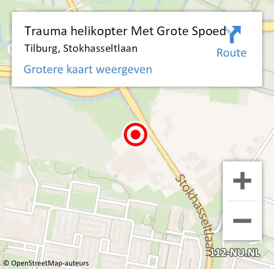 Locatie op kaart van de 112 melding: Trauma helikopter Met Grote Spoed Naar Tilburg, Stokhasseltlaan op 9 april 2024 12:09