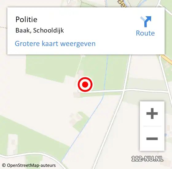 Locatie op kaart van de 112 melding: Politie Baak, Schooldijk op 9 april 2024 12:24