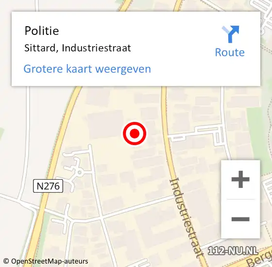 Locatie op kaart van de 112 melding: Politie Sittard, Industriestraat op 9 april 2024 12:41