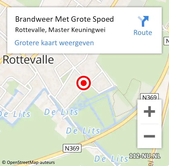 Locatie op kaart van de 112 melding: Brandweer Met Grote Spoed Naar Rottevalle, Master Keuningwei op 9 april 2024 12:41