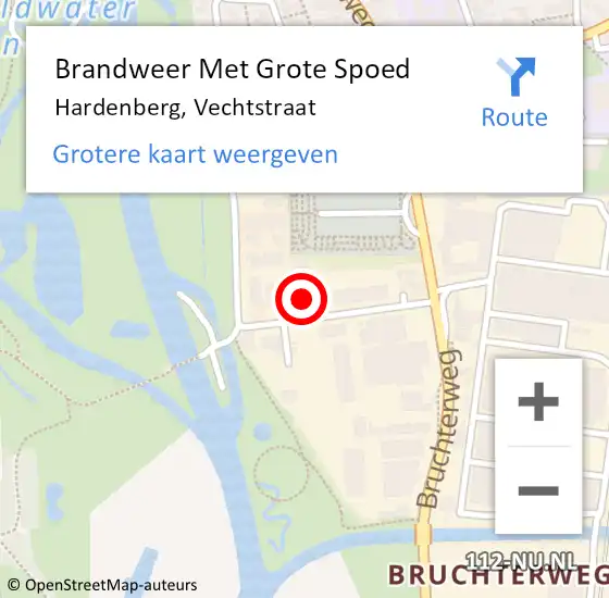 Locatie op kaart van de 112 melding: Brandweer Met Grote Spoed Naar Hardenberg, Vechtstraat op 9 april 2024 12:51