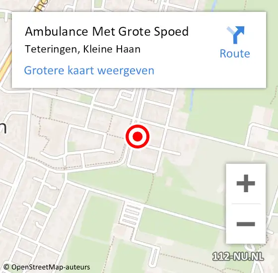 Locatie op kaart van de 112 melding: Ambulance Met Grote Spoed Naar Teteringen, Kleine Haan op 1 oktober 2014 21:26