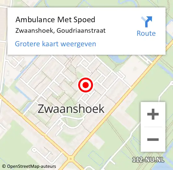 Locatie op kaart van de 112 melding: Ambulance Met Spoed Naar Zwaanshoek, Goudriaanstraat op 9 april 2024 13:12