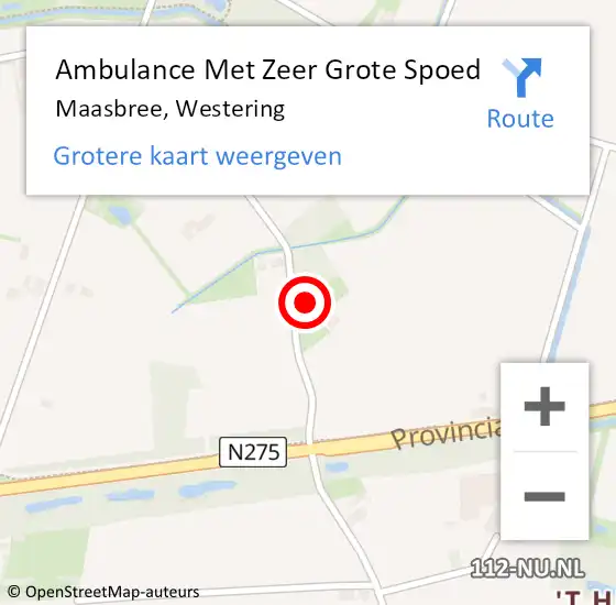 Locatie op kaart van de 112 melding: Ambulance Met Zeer Grote Spoed Naar Maasbree, Westering op 9 april 2024 13:55