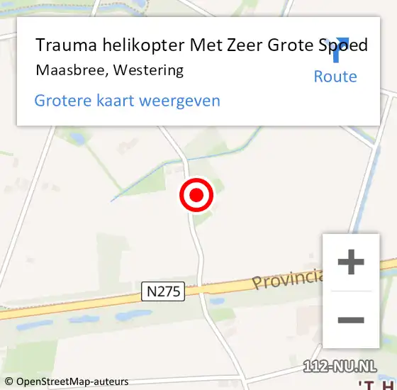 Locatie op kaart van de 112 melding: Trauma helikopter Met Zeer Grote Spoed Naar Maasbree, Westering op 9 april 2024 13:58